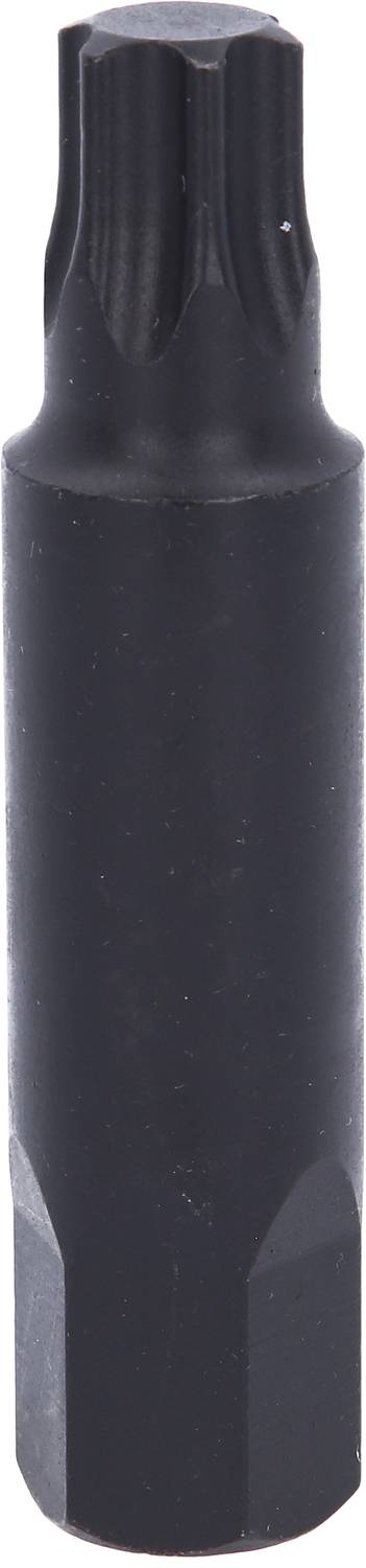 A black tool attachment with a round shape and wavy head, suitable for screw-related work.
