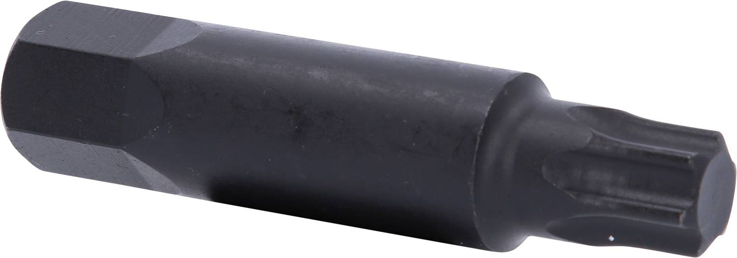 A black Torx bit, likely made of metal, with sixteen points. Suitable for use with screwdrivers or drills.