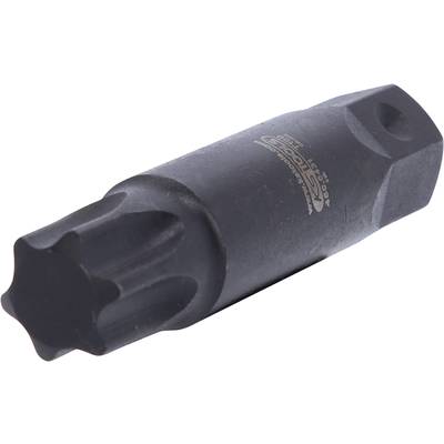 A black hexagonal socket wrench with a toothed opening, suitable for high-torque applications.