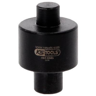 Black cylindrical KSTools metal tool adapter with stepped ends and logo printed on the side.