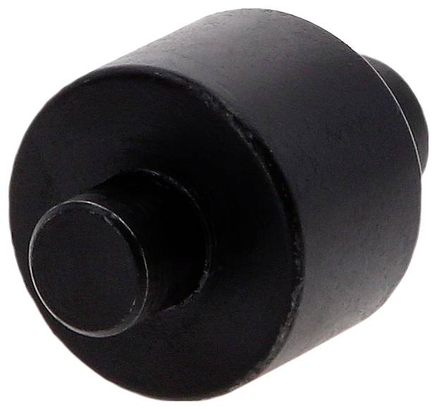 Black cylindrical rubber stopper with a short central protruding nub, shown on a white background.
