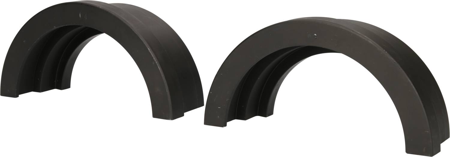 'Two black plastic rings with a ribbed inner surface. They are positioned side by side and stand upright.'