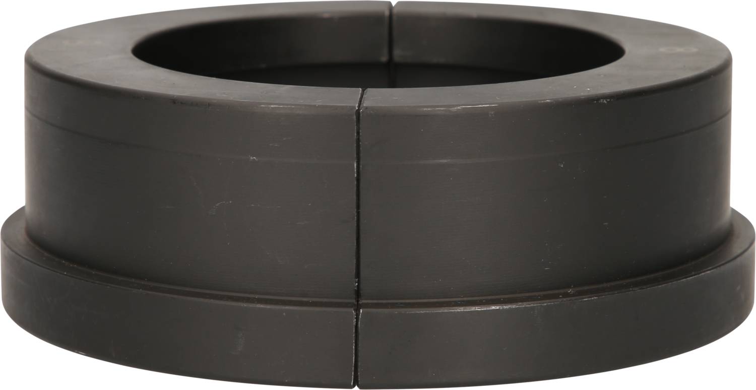 A black, cylindrical plastic ring, vertically split into two halves. Suitable for fixing or supporting.