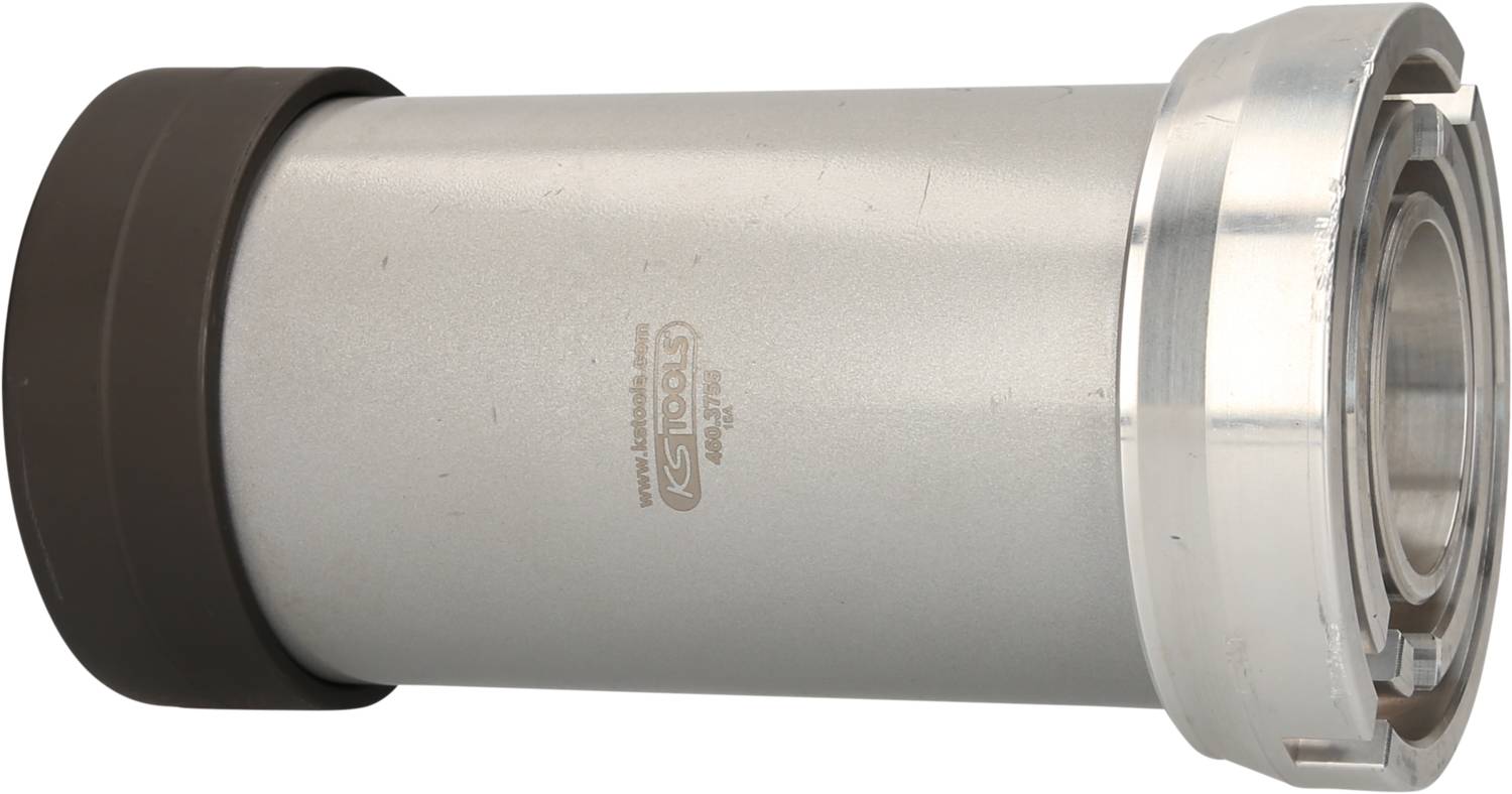 Cylindrical metal casing with a brown and silver end, used for industrial or mechanical applications.