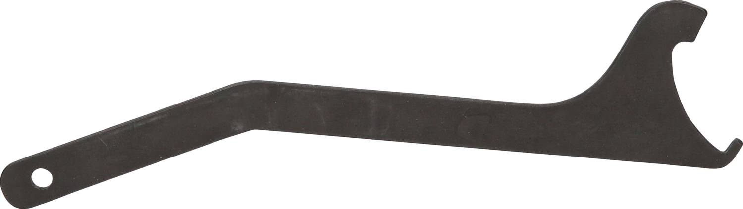 A black hook spanner with a long handle, used for tightening or loosening nuts or bolts with a matching fitting.