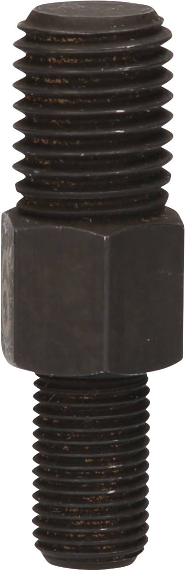 Screw with two threads and a hexagonal central section, suitable for mechanical connections and fastenings.