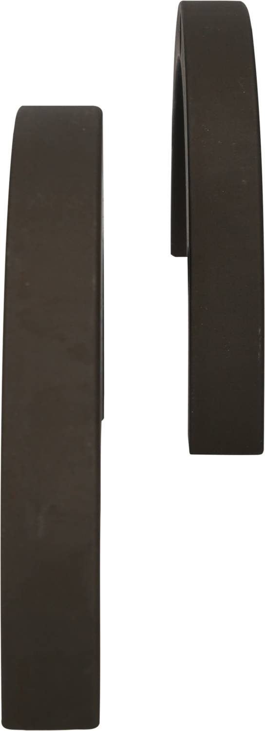 Two vertical, brown metal cylinders of different widths positioned side by side.