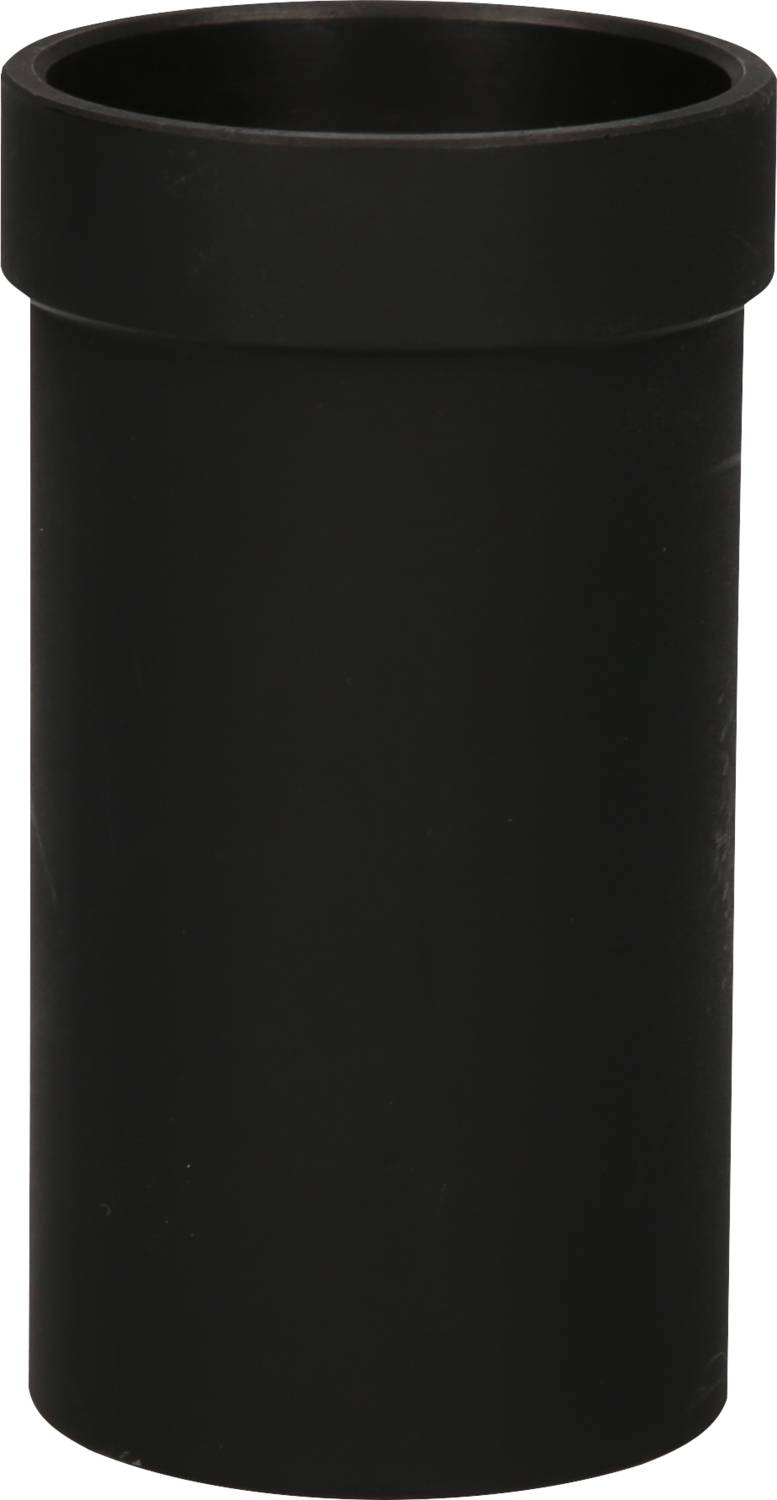 A black, cylindrical object with a wide rim at the top.