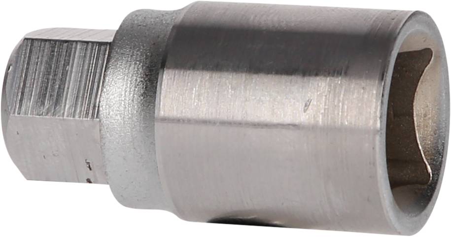 Metal socket adapter with hexagonal end, suitable for tool use.