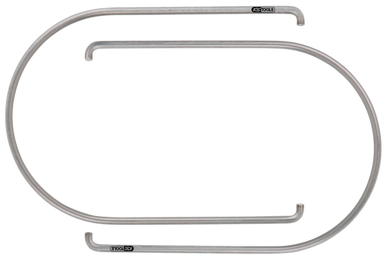 Two metal C-shaped pipes of different sizes, arranged parallel to each other. They bear the logo 'KS TOOLS'.