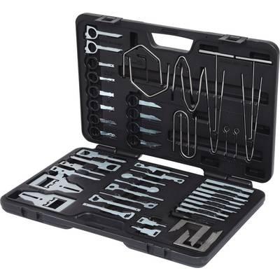 An open tool case with various specialist tools, organised in foam inserts. Suitable for specific repair work.