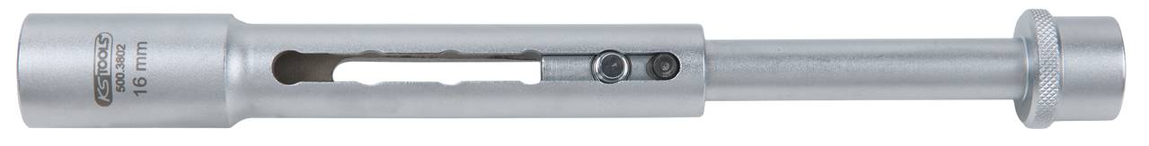 A silver metal cylinder with an engraving '13 mm'. In the centre, there is a removable pen mechanism.