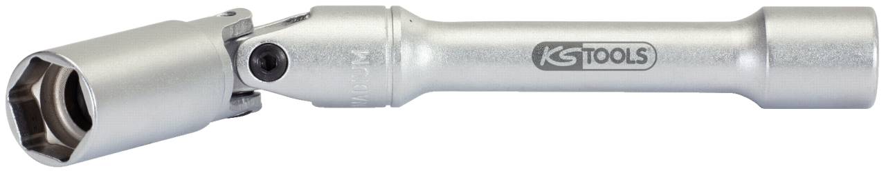 Silver-coloured joint spark plug spanner from KS Tools, suitable for loosening and tightening spark plugs in hard-to-reach areas.