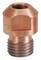 Copper-coloured metal screw connector with thread, cylindrical head and tapered point, suitable for industrial applications.