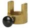 Gold-coloured knife head holder with black screw, for precise instrument mounting.
