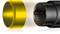 A yellow and a black cylinder which are attached to each other. The yellow cylinder is shorter, the black one longer.
