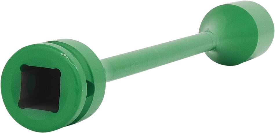 Green percussion tool with a square opening and round handle, designed for power transmission when turning tools.