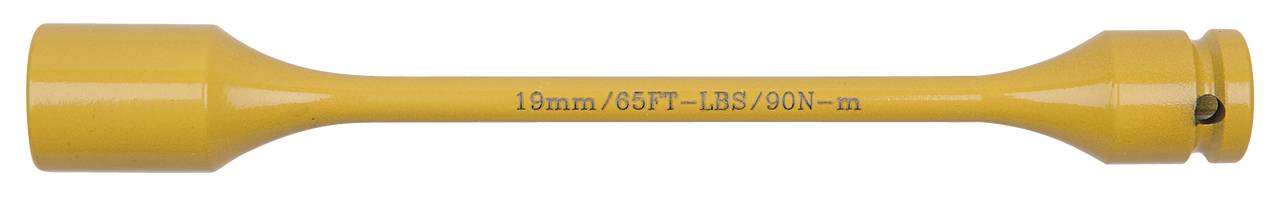 Yellow tool adapter, approximately 10 cm long, with the inscription '19mm/6SI7-IMS/90N-m'.