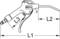 'Technical drawing of a pneumatic pistol marked with lengths L1, L2 and L3. KS Tools logo situated on the top of the handle.'