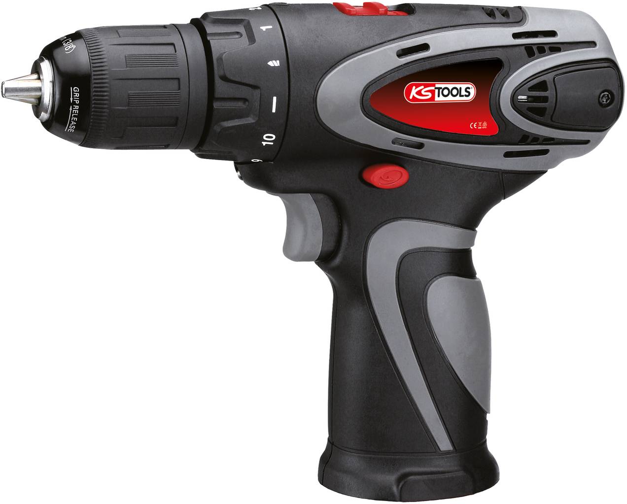 A cordless power drill with an ergonomic grip and variable speed control. Suitable for DIY projects and quick assembly.