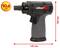 Cordless drill with pistol grip, 10.8 volts. Size: 180 mm high, 145 mm long.