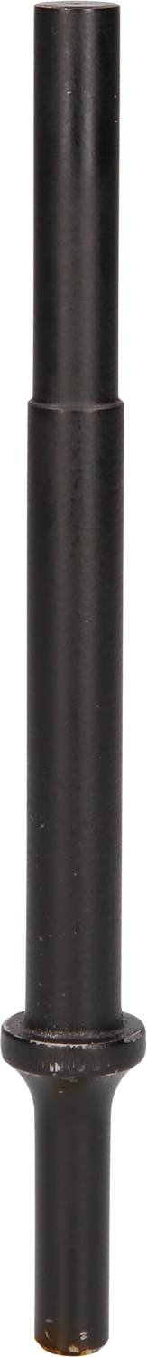 A black metal cylinder, vertically positioned, with tapered ends. Purpose or significance unclear without surrounding context.