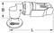 'KS Tools' angle grinder diagram with dimensions: height B and length L indicated, showing side view of the tool.