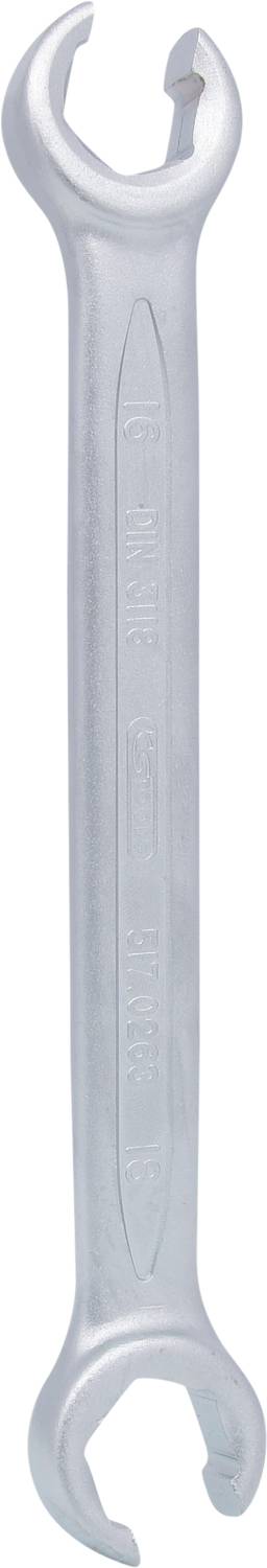 Silver metal spanner with an open end, suitable for tightening or loosening screws and nuts.