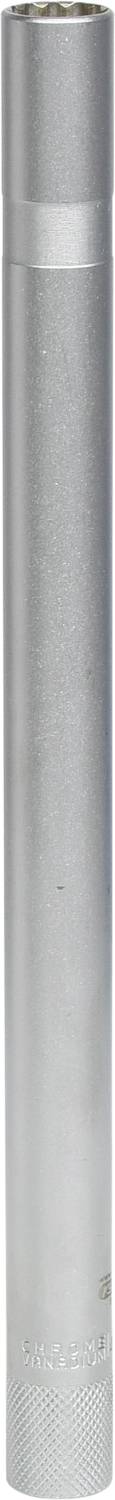 A metallic, cylindrical object standing upright. It has a silver surface with a smooth texture and possesses no visible markings or labels.