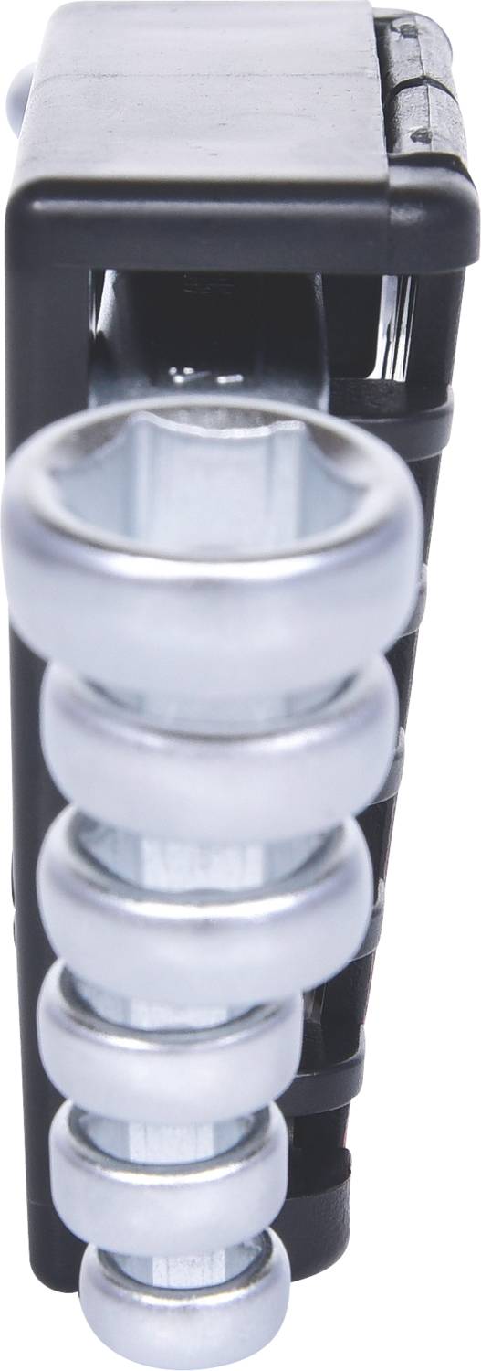 Black, L-shaped metal object with a silver, twisted spiral. Possibly a furniture fitting or technical component.