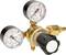 'Pressure regulator with three manometers for monitoring nitrogen pressure. Two indicators display pressure in PSI and bar, brass housing.'