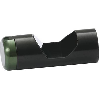 A black spark plug tool made of metal with a green end, used for safely loosening and tightening spark plugs.