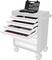 A tool trolley with four open drawers, filled with various tools. On top sits an open toolbox.
