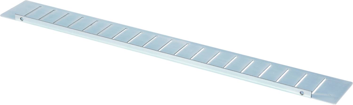 Metal hinge with multiple evenly distributed grooves on one of the two connected thin strips.