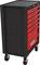 Red toolbox with seven drawers and black sides. On four castors for mobile use. Suitable for tool organisation.
