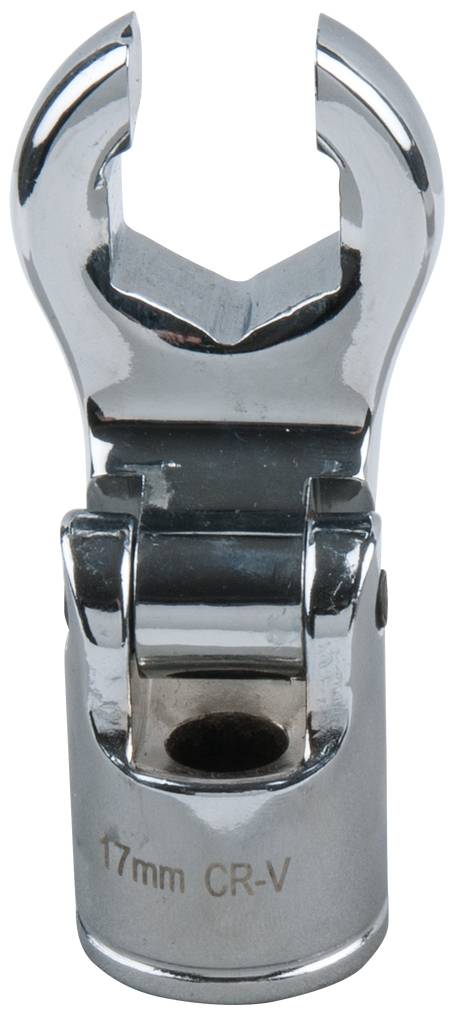 Swivelling chrome vanadium steel spanner head, 17 mm. Used for adjusting to different angles when tightening screws.