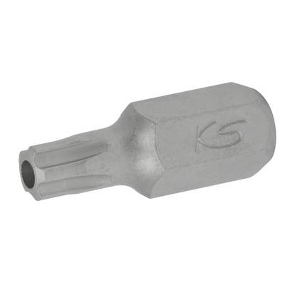 Silver hexagonal screwdriver bit with six points and 'KS' marking.