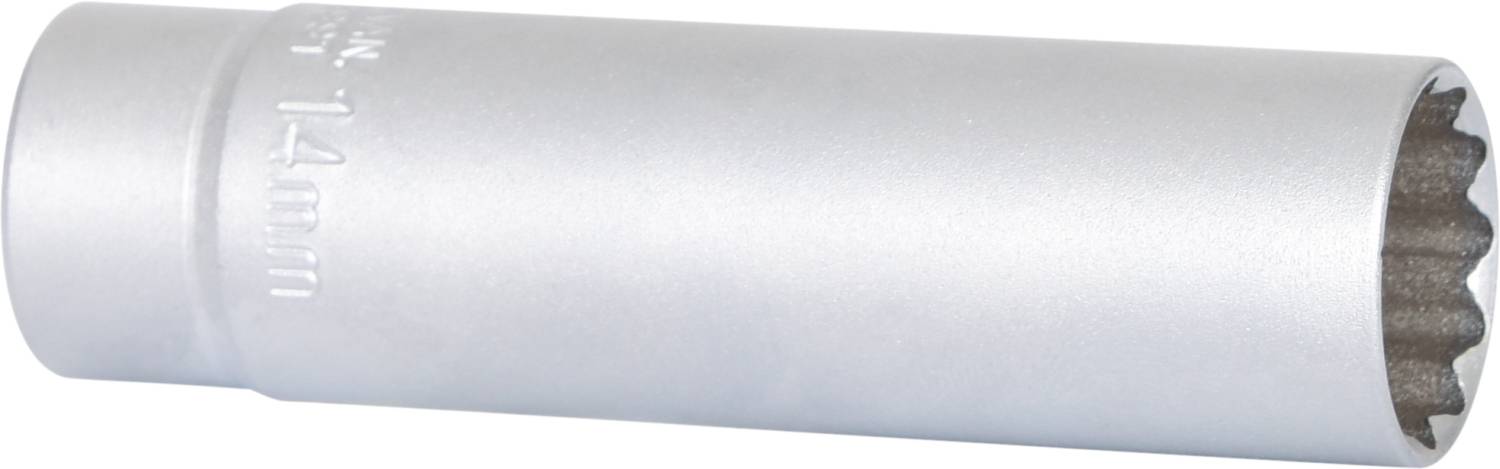 Silver long nut, 14 mm, for spanners.