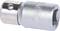Metal adapter with hexagonal opening, used for attaching socket nuts to ratchets or extensions in mechanics.