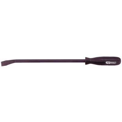 Flat chisel with black plastic handle and blade. Suitable for lifting or loosening materials in construction or craft environments.