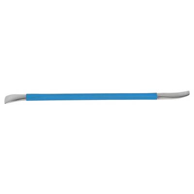 A blue tool with curved metal tips at both ends, used for modelling or shaping materials.