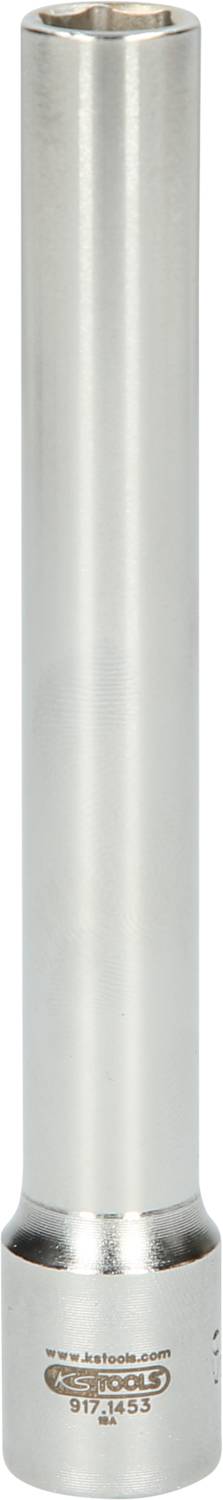 Silver aluminium lamp in a cylindrical shape, slim and elongated. No visible switches or buttons.