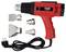Red hot air blower with interchangeable nozzle attachments of various shapes. Suitable for tasks such as paint stripping or plastic deformation.