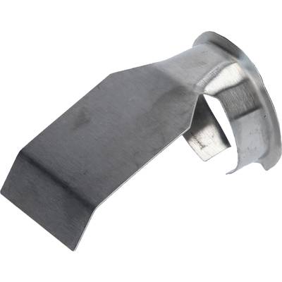 Metallic nozzle with a bevelled opening, used for precise air or fluid applications, isolated on a white background.