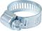 Adjustable metal hose clamp with screw mechanism, used for securing hoses to pipes or connectors.