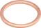 Copper sealing ring in close-up, flat and round, without visible patterns or markings, on a white background.