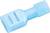 A blue plastic cable plug, flat and rectangular, for electrical connections in technical applications.