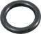 'A black rubber O-ring, commonly used as a seal in mechanical applications, lies on a white background.'