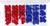 'Plastic clips in an organiser, divided into red and blue categories. The red ones are on the left, the blue ones on the right.'