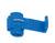Blue plastic cable connector with a foldable closure. Used for easily connecting electrical cables.